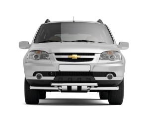 Декоративная защита картера двойная с круглыми зубьями Ø51/63мм Chevrolet Niva FL (нерж)